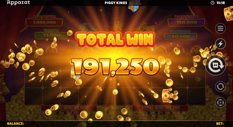 Piggy Kings - tela de vitória em Free Games