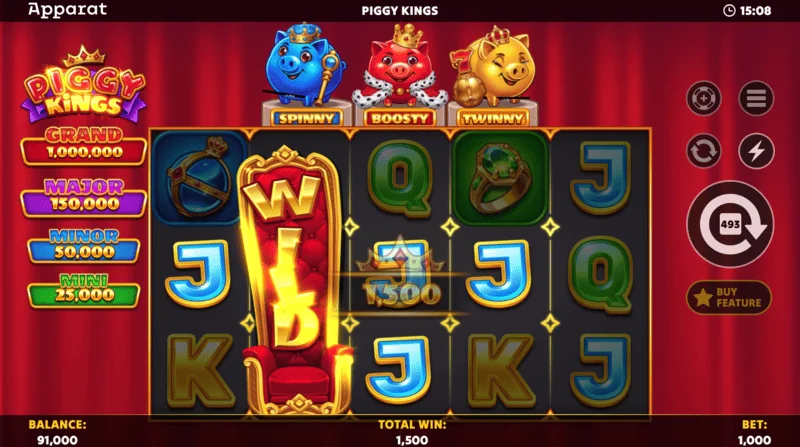 Piggy Kings - Moedas Booster de três cores na grade